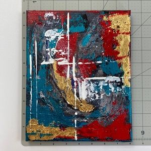 SOLD Handmade small abstract acrylic painting with lot of texture.